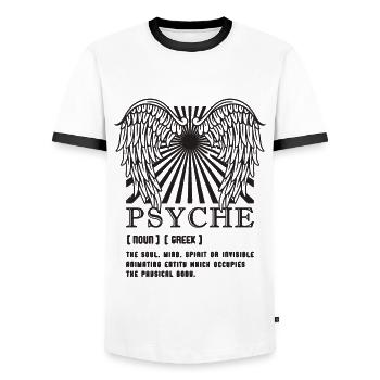 Psyche The Soul Mind Myth Greece Mythology Lover - Men's Ringer Shirt - white/black - Front - AI Model Female 172 light (172cm) & AI Model Male 178 dark (178cm)