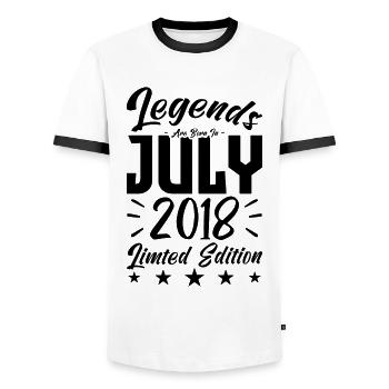 Naissance En Juillet 2018. Cadeau d'anniversaire. - T-shirt contrasté Homme - blanc/noir - Devant - AI Model Female 172 light (172cm) & AI Model Male 178 dark (178cm)
