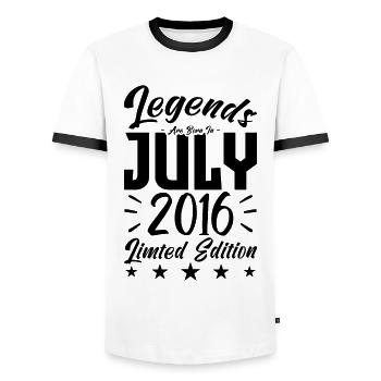 Naissance En Juillet 2016. Cadeau d'anniversaire. - T-shirt contrasté Homme - blanc/noir - Devant - AI Model Female 172 light (172cm) & AI Model Male 178 dark (178cm)