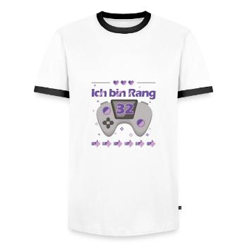 32. Geburtstag Gamer Gaming Videospiele Shirt - Männer Kontrast-T-Shirt - Weiß/Schwarz - Vorne - AI Model Female 172 light (172cm) & AI Model Male 178 dark (178cm)