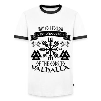 May You Follow Viking Runes Norse Mythology Lover - Männer Kontrast-T-Shirt - Weiß/Schwarz - Vorne - AI Model Female 172 light (172cm) & AI Model Male 178 dark (178cm)