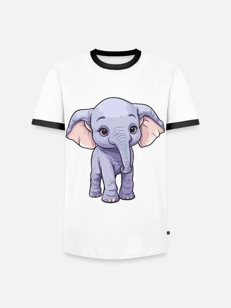 Süßer Baby Elefant: Niedliche Cartoon Clipart - Männer Kontrast-T-Shirt - Weiß/Schwarz