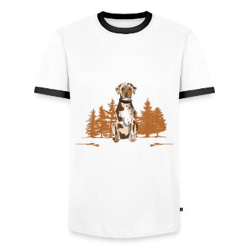 Schweinejagd-design Für Die Wildschweinjagd - T-shirt contrasté Homme - blanc/noir - Devant - AI Model Female 172 light (172cm) & AI Model Male 178 dark (178cm)