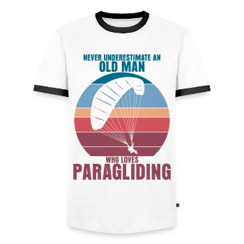 Paragliding Paraglider Retro Gleitsegeln - Männer Kontrast-T-Shirt - Weiß/Schwarz - Vorne - AI Model Female 172 light (172cm) & AI Model Male 178 dark (178cm)