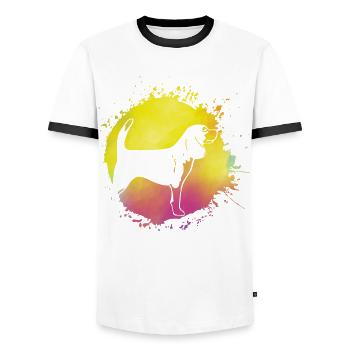 Beagle - Men's Ringer Shirt - white/black - Front - AI Model Female 172 light (172cm) & AI Model Male 178 dark (178cm)