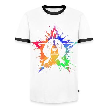 Beagle - Men's Ringer Shirt - white/black - Front - AI Model Female 172 light (172cm) & AI Model Male 178 dark (178cm)