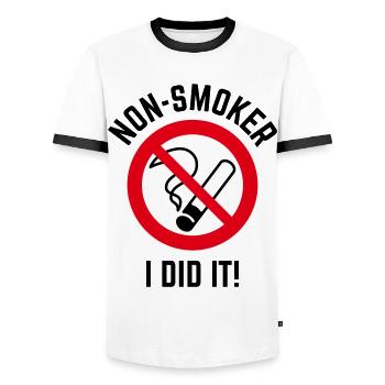 Non-Smoker – I Did It! (3C / B) - Männer Kontrast-T-Shirt - Weiß/Schwarz - Vorne - AI Model Female 172 light (172cm) & AI Model Male 178 dark (178cm)