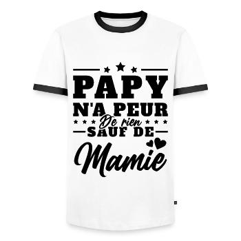 Homme Papi Papy Grand-père N'a Peur De Rien - T-shirt contrasté Homme - blanc/noir - Devant - AI Model Female 172 light (172cm) & AI Model Male 178 dark (178cm)
