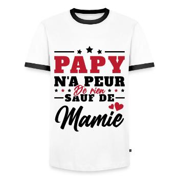 Homme Papi Papy Grand-père N'a Peur De Rien - T-shirt contrasté Homme - blanc/noir - Devant - AI Model Female 172 light (172cm) & AI Model Male 178 dark (178cm)