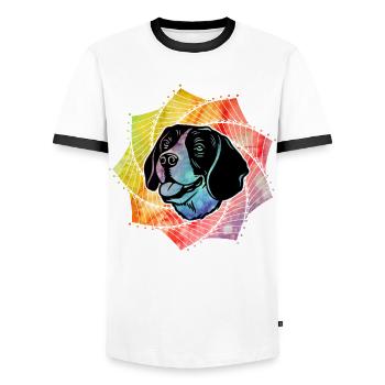 Beagle Dog - Men's Ringer Shirt - white/black - Front - AI Model Female 172 light (172cm) & AI Model Male 178 dark (178cm)