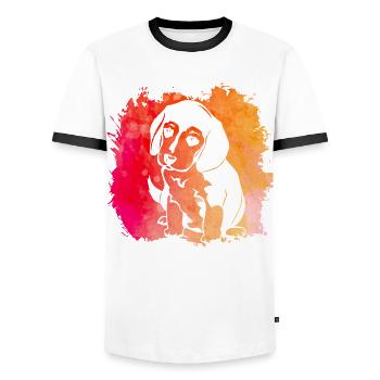 Beagle Dog - Men's Ringer Shirt - white/black - Front - AI Model Female 172 light (172cm) & AI Model Male 178 dark (178cm)
