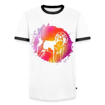 Beagle Dog - Men's Ringer Shirt - white/black - Front - AI Model Female 172 light (172cm) & AI Model Male 178 dark (178cm)