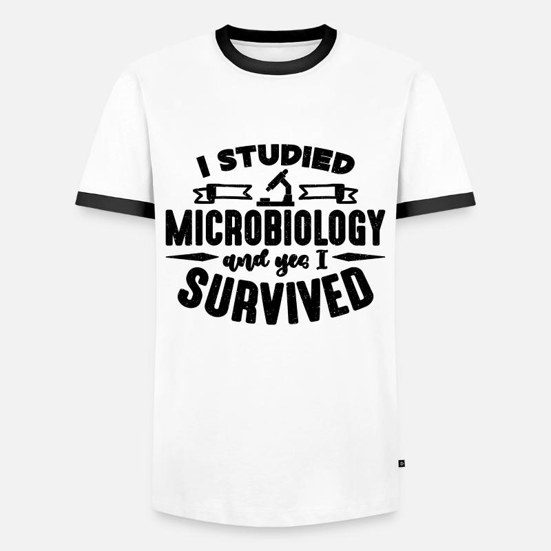 I Studied Microbiology MIcroscope Microbiologists - Männer Kontrast-T-Shirt - Weiß/Schwarz