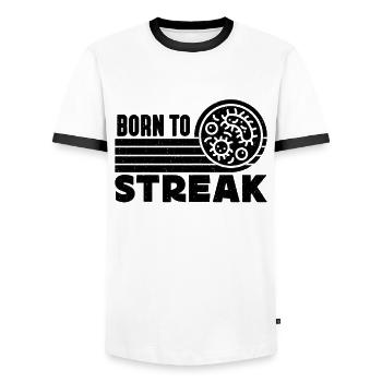 Born To Streak Retro Microbiology Microbiologists - Men's Ringer Shirt - white/black - Front - AI Model Female 172 light (172cm) & AI Model Male 178 dark (178cm)