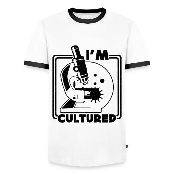 Je suis cultivé Microbiologie Science Microbiologistes - T-shirt contrasté Homme - blanc/noir - Devant - AI Model Female 172 light (172cm) & AI Model Male 178 dark (178cm)
