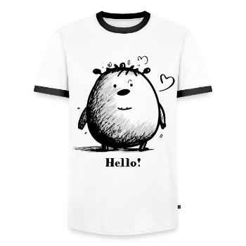 Cuddly Cuddly Cuddly Monster - Men's Ringer Shirt - white/black - Front - AI Model Female 172 light (172cm) & AI Model Male 178 dark (178cm)