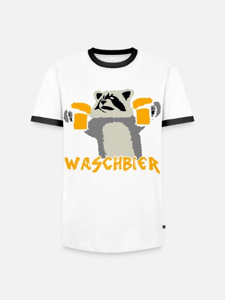 Waschbär mit Bier - Männer Kontrast-T-Shirt - Weiß/Schwarz