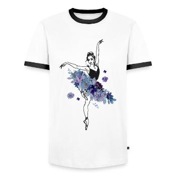 Ballet Dancer Dance Girl Ballerina - Men's Ringer Shirt - white/black - Front - AI Model Female 172 light (172cm) & AI Model Male 178 dark (178cm)