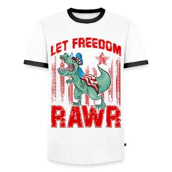 Que la liberté soit rawr - T-shirt contrasté Homme - blanc/noir - Devant - AI Model Female 172 light (172cm) & AI Model Male 178 dark (178cm)