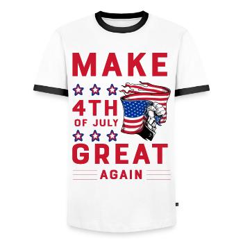 Make 4th of July great again - Männer Kontrast-T-Shirt - Weiß/Schwarz - Vorne - AI Model Female 172 light (172cm) & AI Model Male 178 dark (178cm)