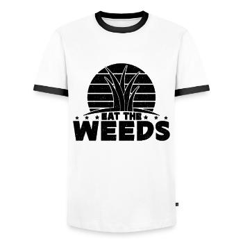Eat The Weeds Herbalisme Rétro Herboriste à base de plantes - T-shirt contrasté Homme - blanc/noir - Devant - AI Model Female 172 light (172cm) & AI Model Male 178 dark (178cm)