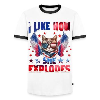 J’aime la façon dont elle explose - T-shirt contrasté Homme - blanc/noir - Devant - AI Model Female 172 light (172cm) & AI Model Male 178 dark (178cm)