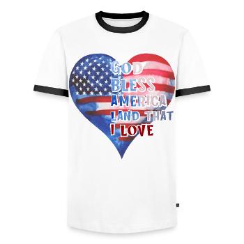 God bless America Land that I love - Männer Kontrast-T-Shirt - Weiß/Schwarz - Vorne - AI Model Female 172 light (172cm) & AI Model Male 178 dark (178cm)
