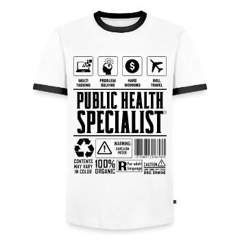 Public Health Specialist Nurses Healthcare Worker - Men's Ringer Shirt - white/black - Front - AI Model Female 172 light (172cm) & AI Model Male 178 dark (178cm)