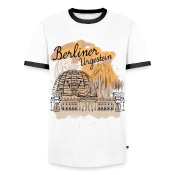 Berlin Reichsttag Bundestag Berliner - Männer Kontrast-T-Shirt - Weiß/Schwarz - Vorne - AI Model Female 172 light (172cm) & AI Model Male 178 dark (178cm)