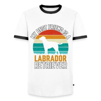 MON MEILLEUR AMI EST UN LABRADOR RETRIEVER - T-shirt contrasté Homme - blanc/noir - Devant - AI Model Female 172 light (172cm) & AI Model Male 178 dark (178cm)