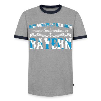 Bayern bayrischer München Spruch - Männer Kontrast-T-Shirt - Grau/Navy  - Vorne - AI Model Female 172 light (172cm) & AI Model Male 178 light (178cm)