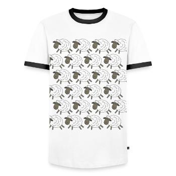 Moutons Moutons - T-shirt contrasté Homme - blanc/noir - Devant - AI Model Female 172 light (172cm) & AI Model Male 178 dark (178cm)