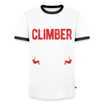 Klettern Bouldern - Männer Kontrast-T-Shirt - Weiß/Schwarz - Vorne - AI Model Female 172 light (172cm) & AI Model Male 178 dark (178cm)