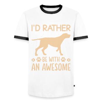 I'd rather be with an awesome - Männer Kontrast-T-Shirt - Weiß/Schwarz - Vorne - AI Model Female 172 light (172cm) & AI Model Male 178 dark (178cm)