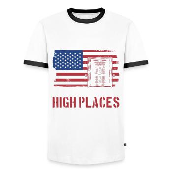 Patriotisches Aufzugsmechanik-design Für - Men's Ringer Shirt - white/black - Front - AI Model Female 172 light (172cm) & AI Model Male 178 dark (178cm)