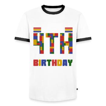 Blockgebäude 4 Jahre Design Für Little Brick - T-shirt contrasté Homme - blanc/noir - Devant - AI Model Female 172 light (172cm) & AI Model Male 178 dark (178cm)