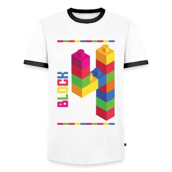Spielzeugblöcke Geburtstag Für Blockbau 4. - Men's Ringer Shirt - white/black - Front - AI Model Female 172 light (172cm) & AI Model Male 178 dark (178cm)