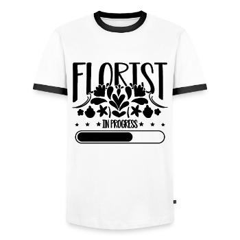 Florist In Progress Loves Floral Designer Florists - Männer Kontrast-T-Shirt - Weiß/Schwarz - Vorne - AI Model Female 172 light (172cm) & AI Model Male 178 dark (178cm)