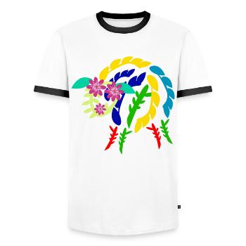 Schaf aus Blumen Schafe - Männer Kontrast-T-Shirt - Weiß/Schwarz - Vorne - AI Model Female 172 light (172cm) & AI Model Male 178 dark (178cm)