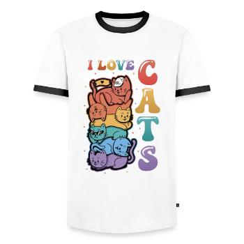 Ich Liebe Katzen - Männer Kontrast-T-Shirt - Weiß/Schwarz - Vorne - AI Model Female 172 light (172cm) & AI Model Male 178 dark (178cm)