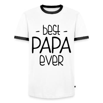 Best Dad Ever - Men's Ringer Shirt - white/black - Front - AI Model Female 172 light (172cm) & AI Model Male 178 dark (178cm)