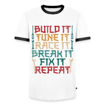 Sport automobile Tuning Auto - T-shirt contrasté Homme - blanc/noir - Devant - AI Model Female 172 light (172cm) & AI Model Male 178 dark (178cm)