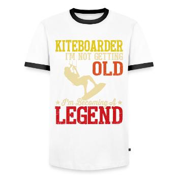 Kiteboarders I'm not going to kitesurf old - Men's Ringer Shirt - white/black - Front - AI Model Female 172 light (172cm) & AI Model Male 178 dark (178cm)