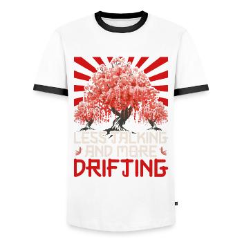 Motorsport Auto Tuning Less Talking More Drifting - Männer Kontrast-T-Shirt - Weiß/Schwarz - Vorne - AI Model Female 172 light (172cm) & AI Model Male 178 dark (178cm)