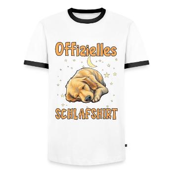 Offizielles Schlafshirt schlafender Hund - Männer Kontrast-T-Shirt - Weiß/Schwarz - Vorne - AI Model Female 172 light (172cm) & AI Model Male 178 dark (178cm)