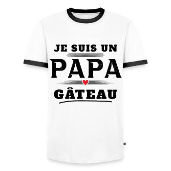 Homme Un Papa Gâteau Pâtisserie Humour Cadeau Noël - T-shirt contrasté Homme - blanc/noir - Devant - AI Model Female 172 light (172cm) & AI Model Male 178 dark (178cm)