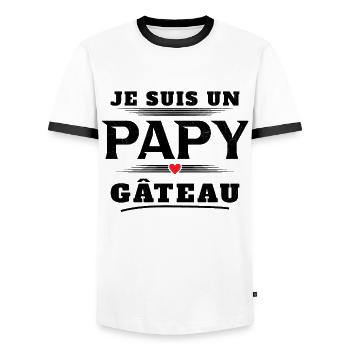 Homme Un Papy Gâteau Pâtisserie Humour Cadeau Noël - T-shirt contrasté Homme - blanc/noir - Devant - AI Model Female 172 light (172cm) & AI Model Male 178 dark (178cm)