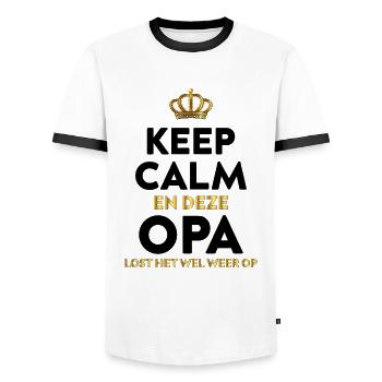 Opa Lost Het Wel Weer Op - Männer Kontrast-T-Shirt - Weiß/Schwarz - Vorne - AI Model Female 172 light (172cm) & AI Model Male 178 dark (178cm)