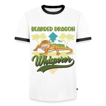 Dragons barbus Chuchoteurs Dragon barbu Pogona - T-shirt contrasté Homme - blanc/noir - Devant - AI Model Female 172 light (172cm) & AI Model Male 178 dark (178cm)
