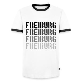 Fribourg - T-shirt contrasté Homme - blanc/noir - Devant - AI Model Female 172 light (172cm) & AI Model Male 178 dark (178cm)